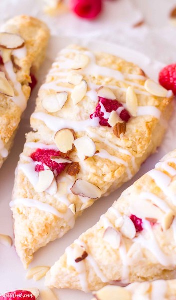 Raspberry Almond Cream Scones for Bridal Shower