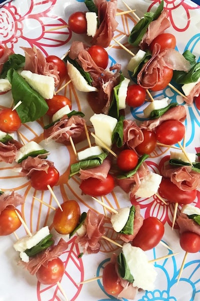 Prosciutto Caprese Kebabs for Bridal Shower