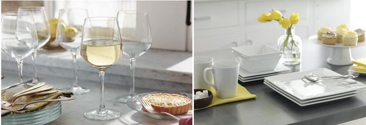 wineglasses and dinnerware