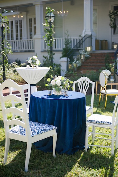 blue white seating outdoor