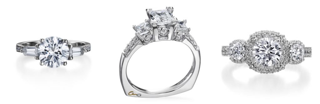 Pop the Question with a Ring She’ll Love | Top Engagement Ring Styles: Dazzling 3-Stone Rings | RegistryFinder.com