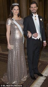 Stepping out at an official event at the Royal Palace in Stockholm in February.