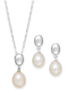 Cultured Freshwater Pearl Jewelry Set in Sterling Silver