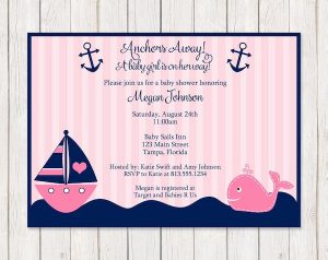 Baby Girl Nautical Shower Invitation