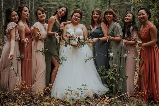  bridesmaids and bride