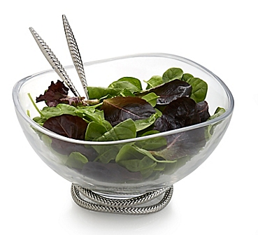 Nambe Braid Glass Salad Bowl with Servers