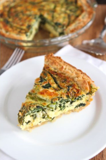 Asparagus, Spinach and Feta Quiche from Two Peas and Their Pod