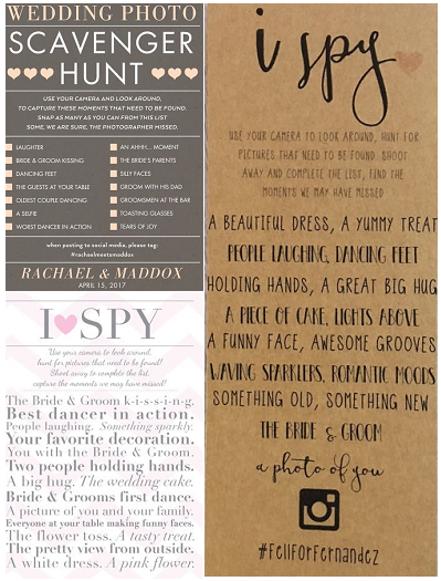 Wedding Reception Activities | Wedding Games | Wedding Scavenger Hunt | Wedding I Spy