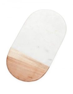 Belk Weddings | Biltmore Artisan Acacia and White Marble Oval Cheese Board | Marble Cheese Board