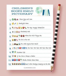 Children’s Book Emoji Pictionary | Coed baby shower games