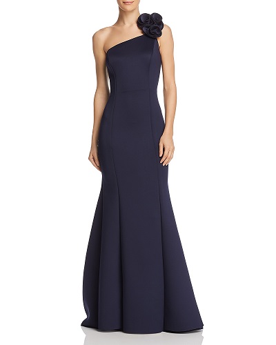 AQUA One-Shoulder Scuba Gown Bloomingdales