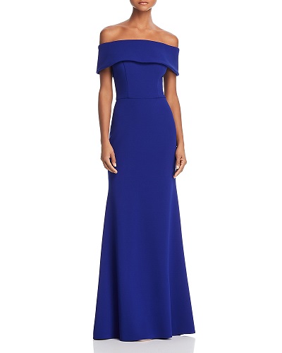 AQUA Off-the-Shoulder Scuba Crepe Gown Bloomingdales