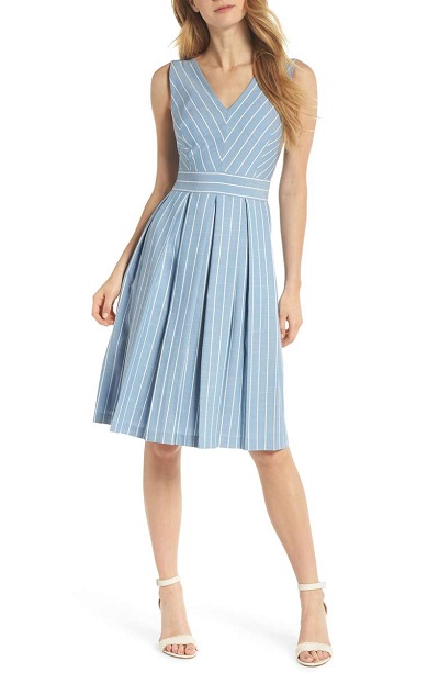 Samantha Slub Stripe Fit & Flare Dress Gal Meets Glam