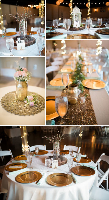 DIY Wedding Projects anyone can do | Gold Spray-Painted Mason Jar and Faux Floral Centerpieces