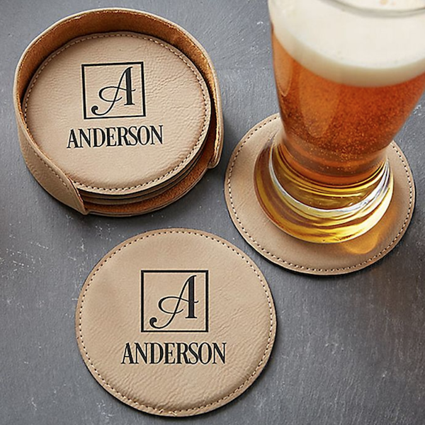 Personalized Gifts for Your Bridal Party | Leatherette Coaster Set