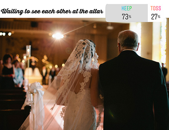 Bride walking down the aisle