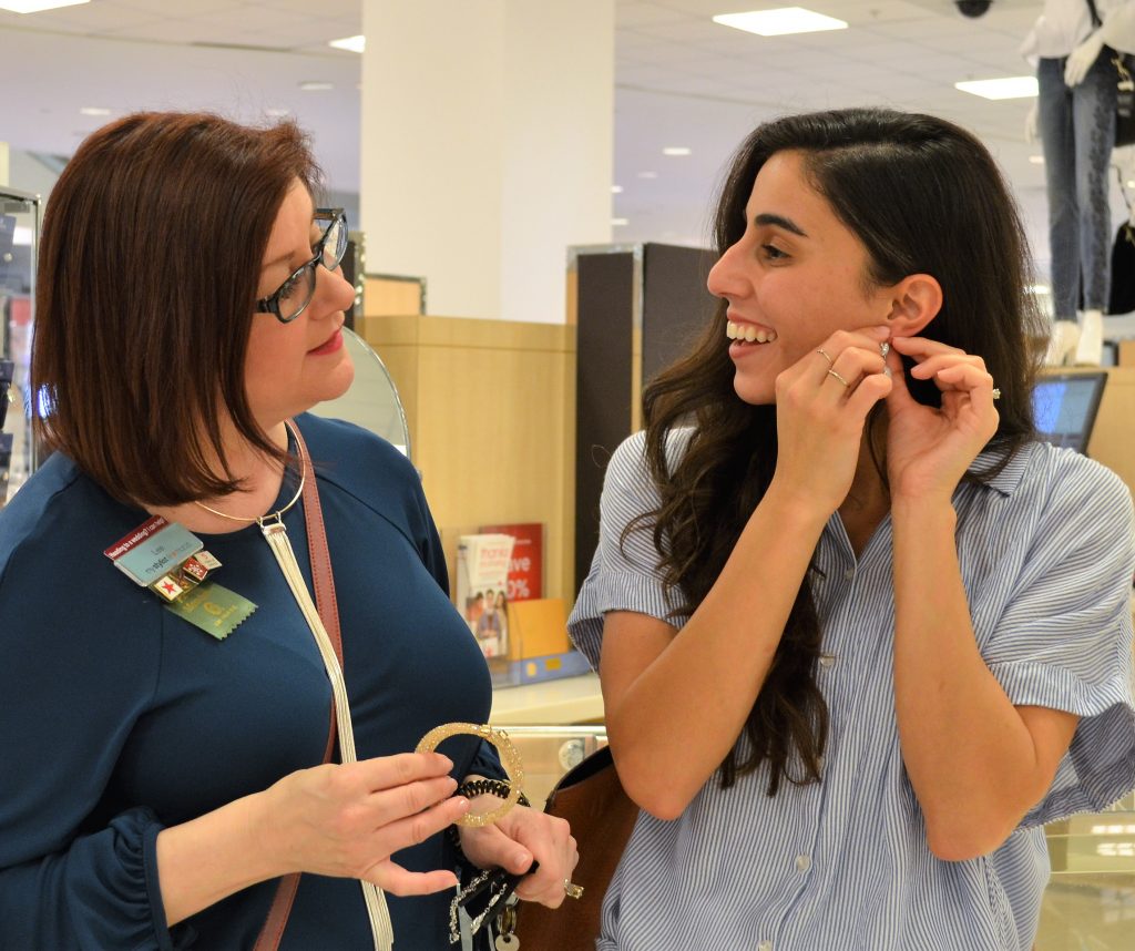 Choosing jewelry with a personal shopper at Macy's