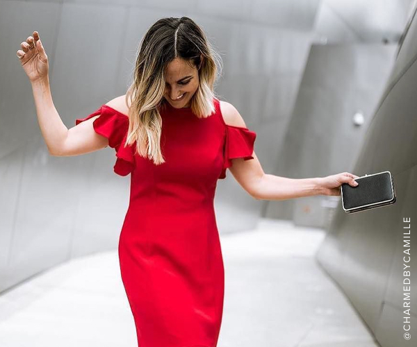 Red cocktail dress from Rent the Runway Reserve