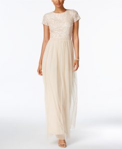 Adrianna Papell Sequined Tulle A-Line neutral Bridesmaid Gown from Macy’s Wedding Shop