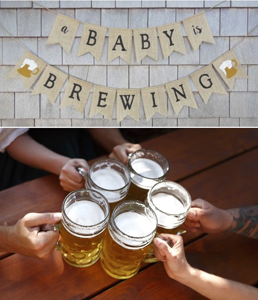 Co-Ed baby shower a baby is brewing banner