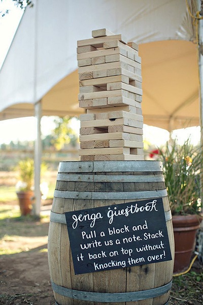 Wedding Guestbook Alternatives for the Non-Traditional Couple | Giant Jenga Pieces