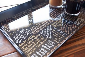 Wedding Guestbook Alternatives for the Non-Traditional Couple | Acrylic Serving Tray
