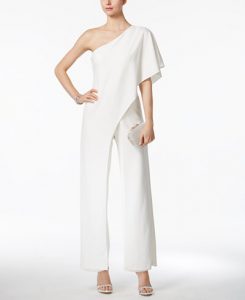 Trendy Outfits for Your Wedding Rehearsal | One Shoulder Jumpsuit