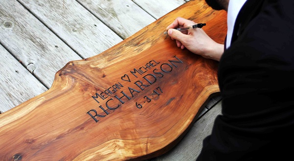 Unique Wedding Guestbook Alternatives | Wood Slab