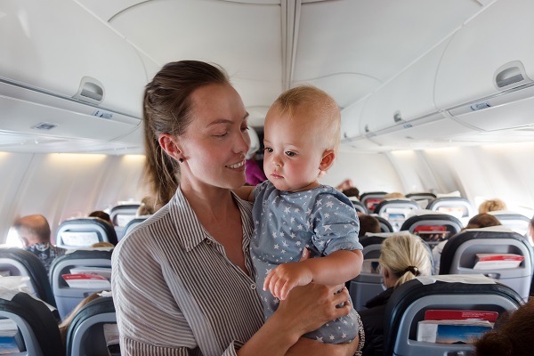 Flying with babies | walking is a good way to calm the baby