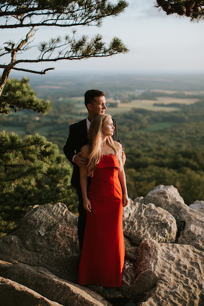 Rent the Runway engagement photos | Outdoor formal Engagement photos 