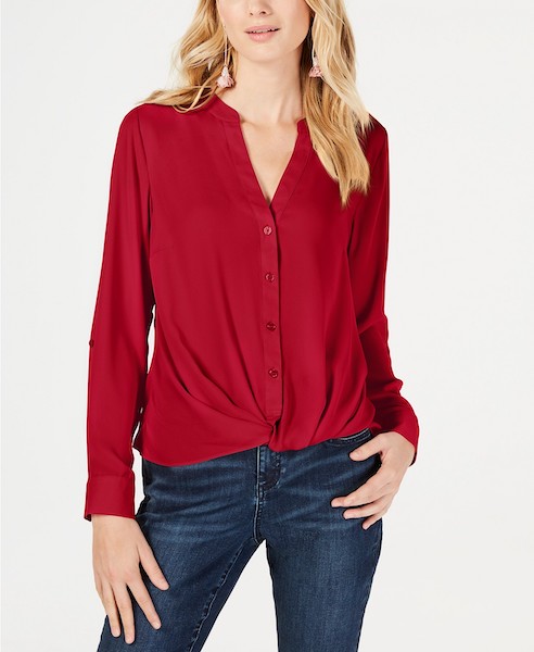 I.N.C. Twist-Front Button-Up Top Macy’s