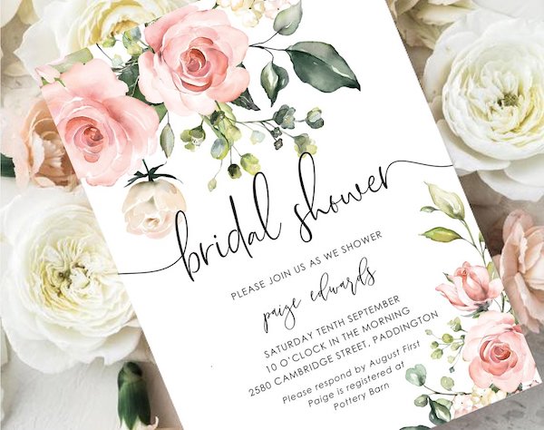 blush printable bridal shower invitation | DIY Bridal shower invitation