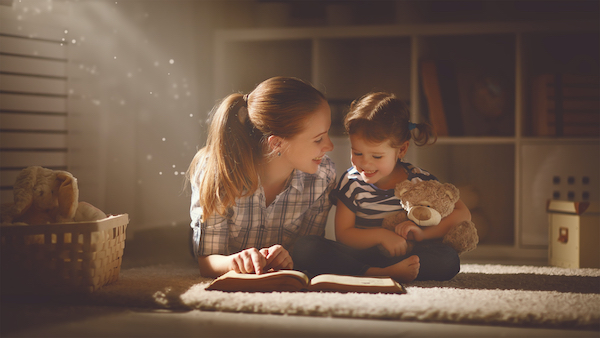 mom reading a book 