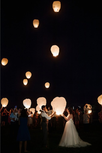 Honoring lost loved ones at wedding with a lantern send off