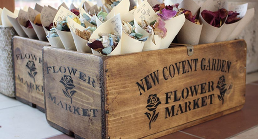 DIY Projects for Your Wedding | Use dried flowers to make confetti cones