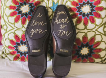 DIY Projects for Your Wedding | Write a secret message on the soles of your shoes