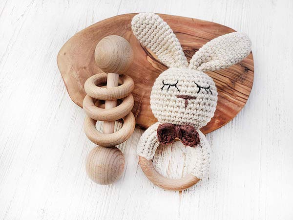 Baby Registry Must-Haves for the Sustainable Mom-To-Be | Wooden Rattle Set