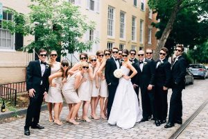 wedding party wearing ray bans