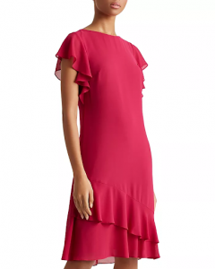 Mother of the Bride dress with pink ruffles