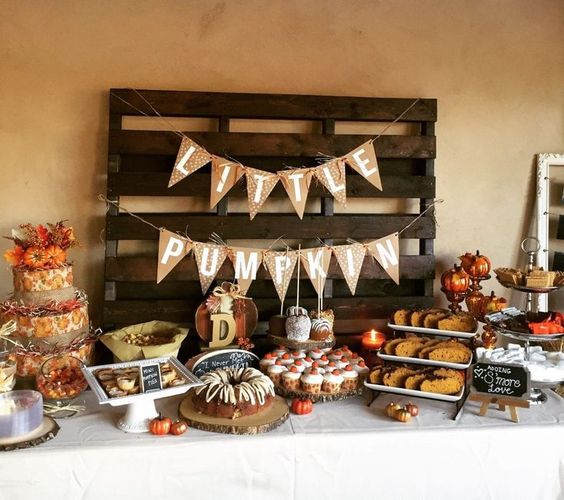 pumpkin baby shower spread