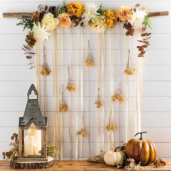 fall baby shower floral hanging 