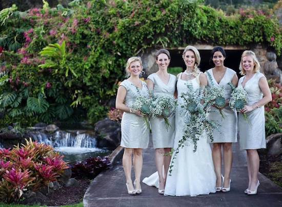 DIY bridal bouquets greenery Hawaii wedding