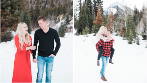Take your winter engagement photos from casual to formal with a simple outfit change!