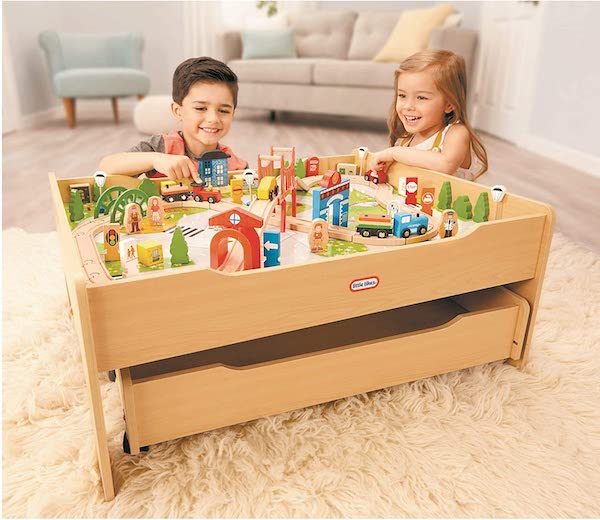 Top Amazon Toy List Gifts for Kids of All Ages | Little Tikes Real Wooden Train and Kids Table Set