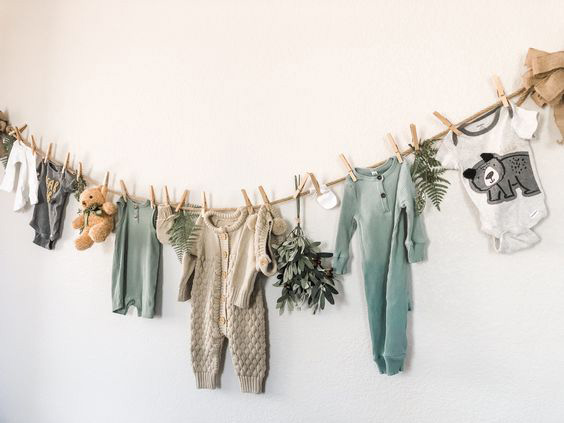 winter baby shower clothes line