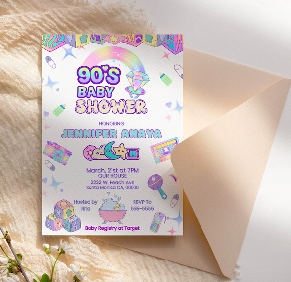 90s baby shower invite