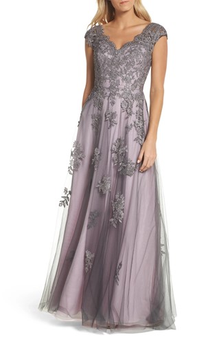 Jewel-embellished floral MOB dress
