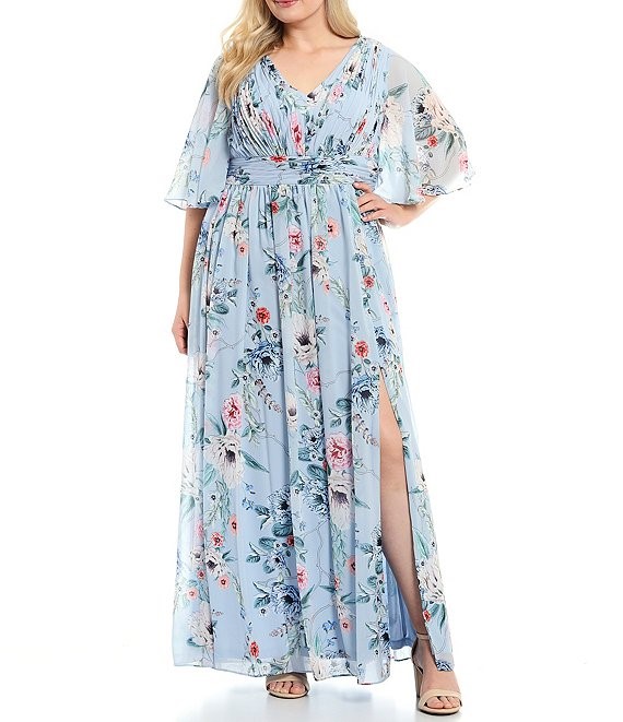 floral chiffon Mother of the Bride dress