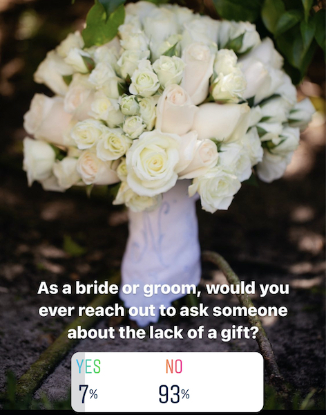 can bride or groom ask about no gift 