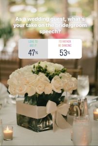As a wedding guest what’s your opinion on a bride or groom speech?